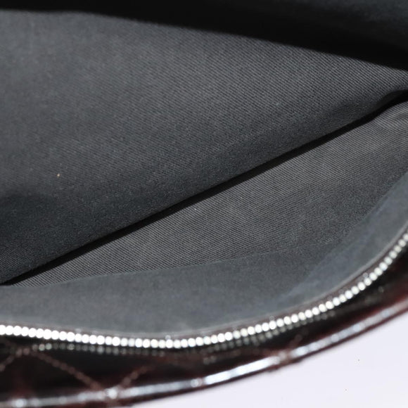 CHANEL Matelasse COCO Mark Hand Bag Patent leather Dark Brown CC Auth 124127