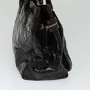 CHANEL Matelasse COCO Mark Hand Bag Patent leather Dark Brown CC Auth 124127-3