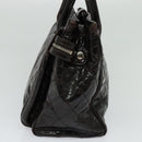 CHANEL Matelasse COCO Mark Hand Bag Patent leather Dark Brown CC Auth 124127-4