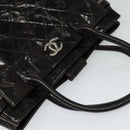 CHANEL Matelasse COCO Mark Hand Bag Patent leather Dark Brown CC Auth 124127-6