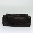 CHANEL Matelasse COCO Mark Hand Bag Patent leather Dark Brown CC Auth 124127-5