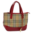 BURBERRY Nova Check Hand Bag Canvas Beige Gold Auth 124154-1