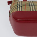 BURBERRY Nova Check Hand Bag Canvas Beige Gold Auth 124154-15