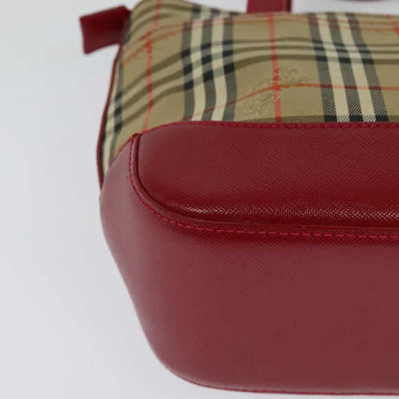 BURBERRY Nova Check Hand Bag Canvas Beige Gold Auth 124154