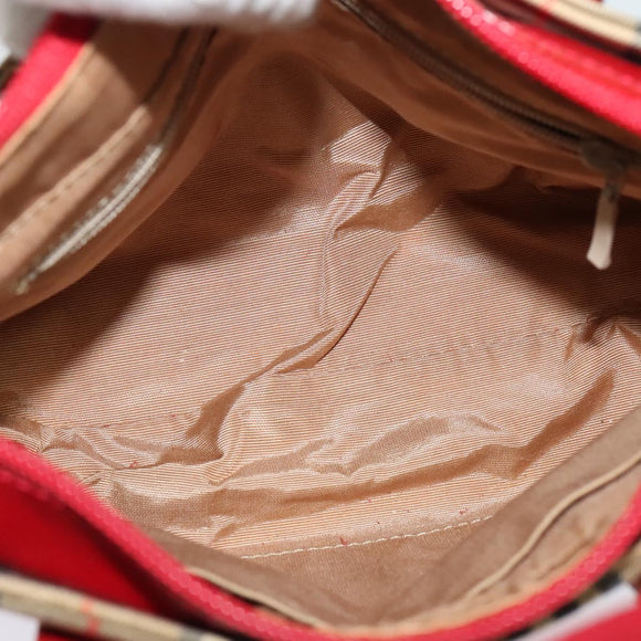 BURBERRY Nova Check Hand Bag Canvas Beige Gold Auth 124154