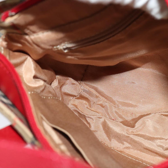 BURBERRY Nova Check Hand Bag Canvas Beige Gold Auth 124154