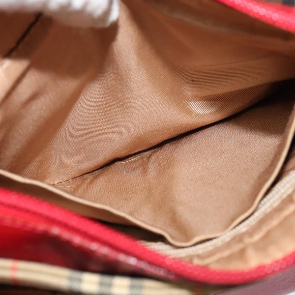 BURBERRY Nova Check Hand Bag Canvas Beige Gold Auth 124154