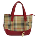 BURBERRY Nova Check Hand Bag Canvas Beige Gold Auth 124154-13