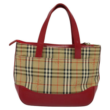 BURBERRY Nova Check Hand Bag Canvas Beige Gold Auth 124154 - 0