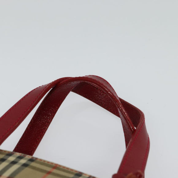 BURBERRY Nova Check Hand Bag Canvas Beige Gold Auth 124154