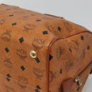 MCM Logogram Vicetos Boston Bag PVC Leather Brown Gold Auth 124167-15