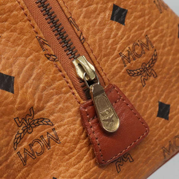 MCM Logogram Vicetos Boston Bag PVC Leather Brown Gold Auth 124167