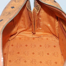 MCM Logogram Vicetos Boston Bag PVC Leather Brown Gold Auth 124167-18