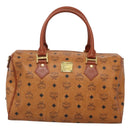 MCM Logogram Vicetos Boston Bag PVC Leather Brown Gold Auth 124167-13