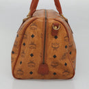 MCM Logogram Vicetos Boston Bag PVC Leather Brown Gold Auth 124167-4