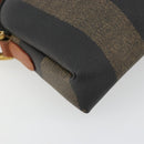 FENDI Pecan Canvas Shoulder Bag PVC Brown Black gold Auth 124174-11