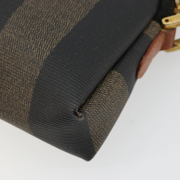FENDI Pecan Canvas Umhängetasche PVC Braun Schwarz Gold Auth 124174