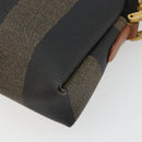 FENDI Pecan Canvas Shoulder Bag PVC Brown Black gold Auth 124174-12