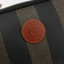FENDI Pecan Canvas Shoulder Bag PVC Brown Black gold Auth 124174-16