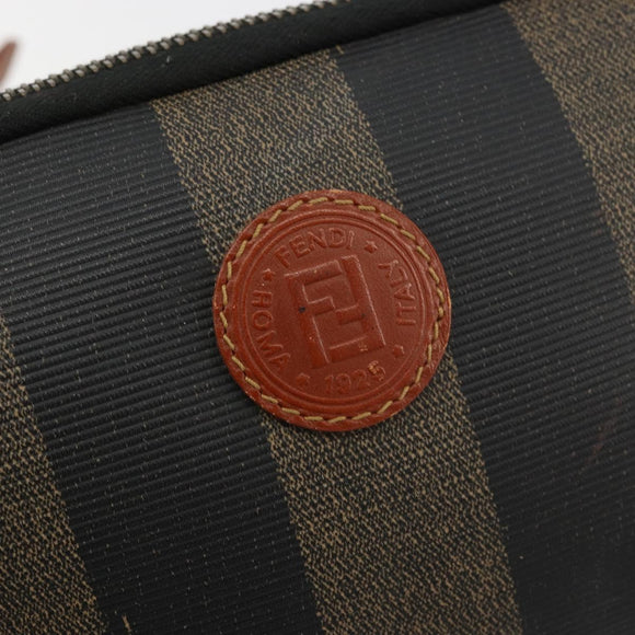 FENDI Pecan Canvas Umhängetasche PVC Braun Schwarz Gold Auth 124174
