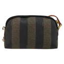 FENDI Pecan Canvas Shoulder Bag PVC Brown Black gold Auth 124174-3