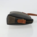 FENDI Pecan Canvas Shoulder Bag PVC Brown Black gold Auth 124174-4