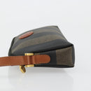 FENDI Pecan Canvas Shoulder Bag PVC Brown Black gold Auth 124174-6