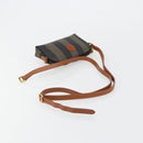 FENDI Pecan Canvas Shoulder Bag PVC Brown Black gold Auth 124174-7