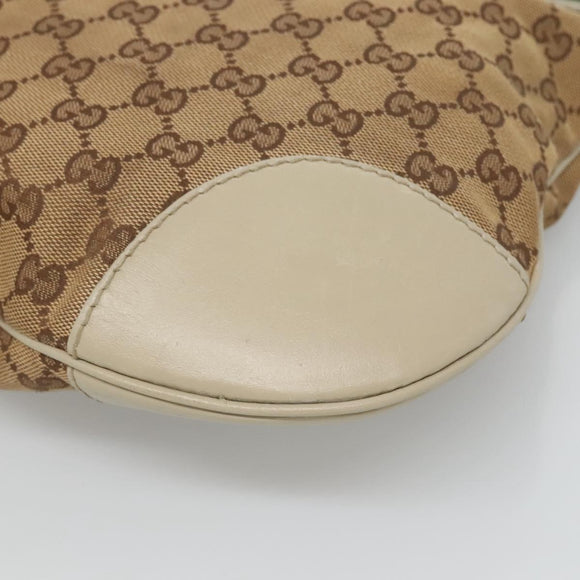 GUCCI GG Canvas Web Sherry Line Shoulder Bag Beige Gold 257065 Auth 124204