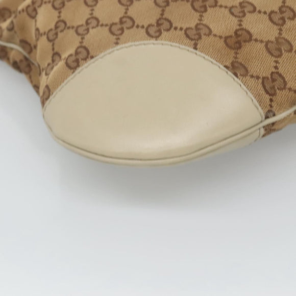 GUCCI GG Canvas Web Sherry Line Shoulder Bag Beige Gold 257065 Auth 124204