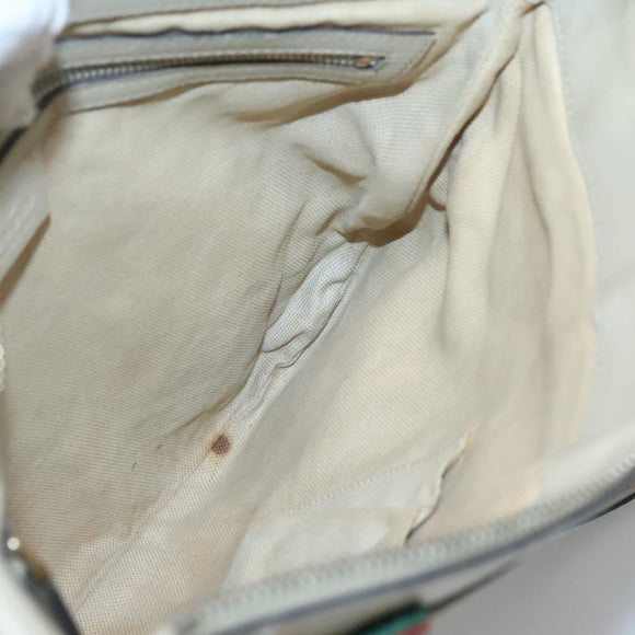 GUCCI GG Canvas Web Sherry Line Shoulder Bag Beige Gold 257065 Auth 124204