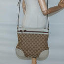 GUCCI GG Canvas Web Sherry Line Shoulder Bag Beige Gold 257065 Auth 124204-21