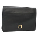 LOEWE Anagram Clutch Bag Leather Black Gold Auth 124222-1