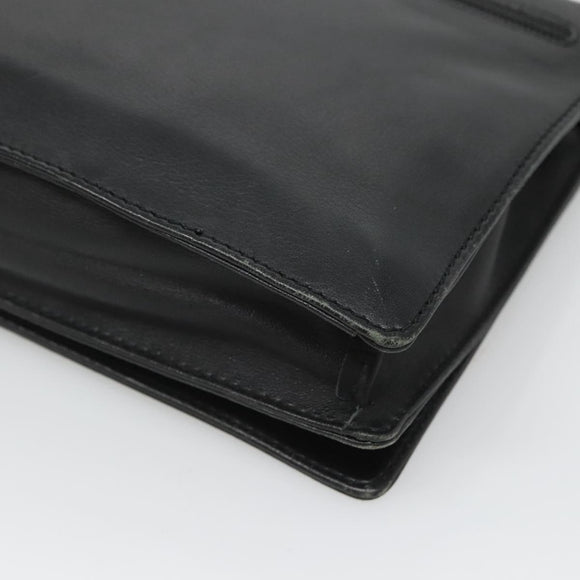 LOEWE Anagram Clutch Bag Leather Black Gold Auth 124222