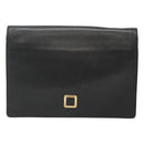 LOEWE Anagram Clutch Bag Leather Black Gold Auth 124222-13
