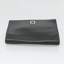 LOEWE Anagram Clutch Bag Leather Black Gold Auth 124222-5