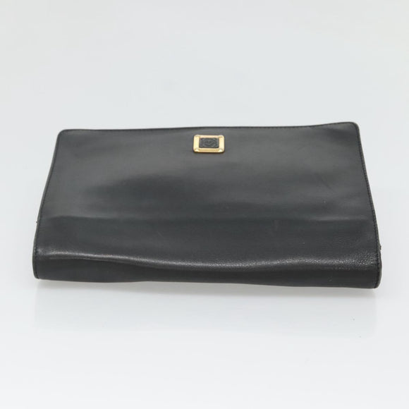 LOEWE Anagram Clutch Bag Leather Black Gold Auth 124222