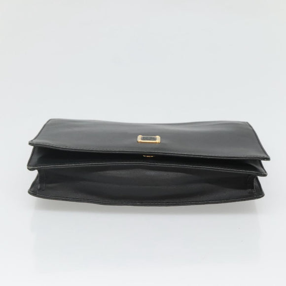 LOEWE Anagram Clutch Bag Leather Black Gold Auth 124222