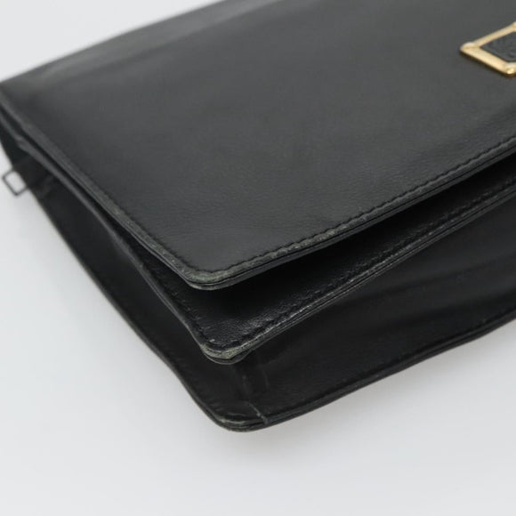 LOEWE Anagram Clutch Bag Leather Black Gold Auth 124222