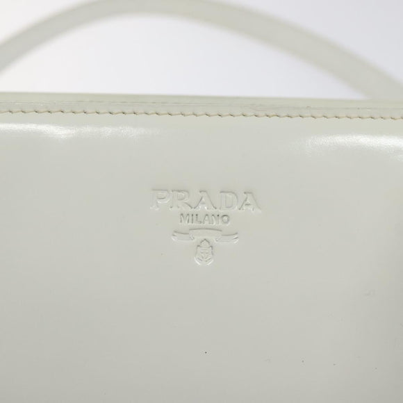 PRADA Shoulder Bag Patent leather White Auth 124227
