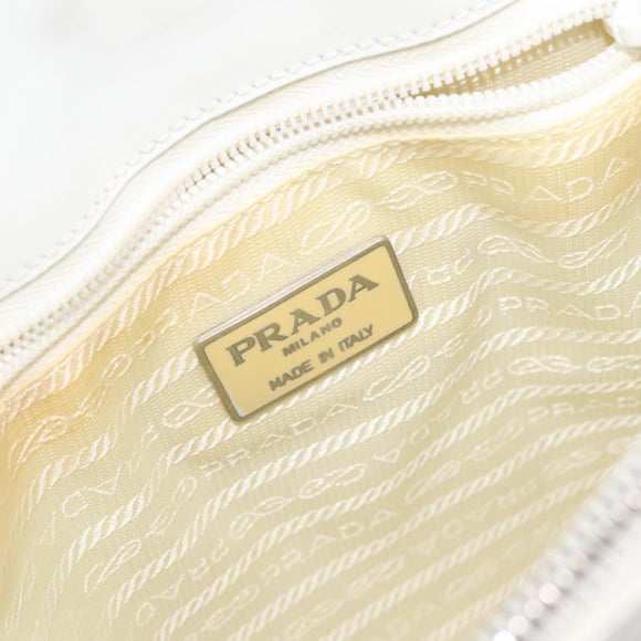 PRADA Shoulder Bag Patent leather White Auth 124227