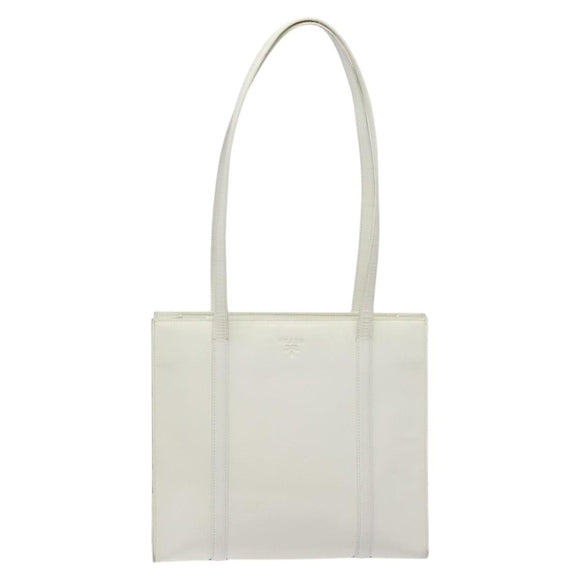 PRADA Shoulder Bag Patent leather White Auth 124227