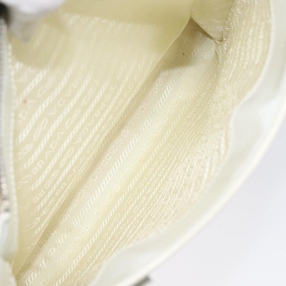 PRADA Shoulder Bag Patent leather White Auth 124227