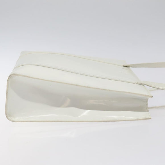 PRADA Shoulder Bag Patent leather White Auth 124227