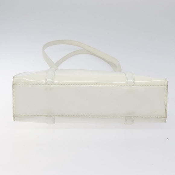 PRADA Shoulder Bag Patent leather White Auth 124227