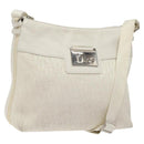 Christian Dior Trotter Canvas Shoulder Bag White Silver Auth 124231-1