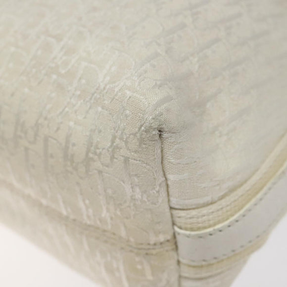 Christian Dior Trotter Canvas Shoulder Bag White Silver Auth 124231