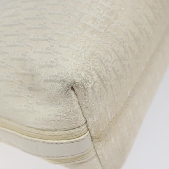 Christian Dior Trotter Canvas Shoulder Bag White Silver Auth 124231