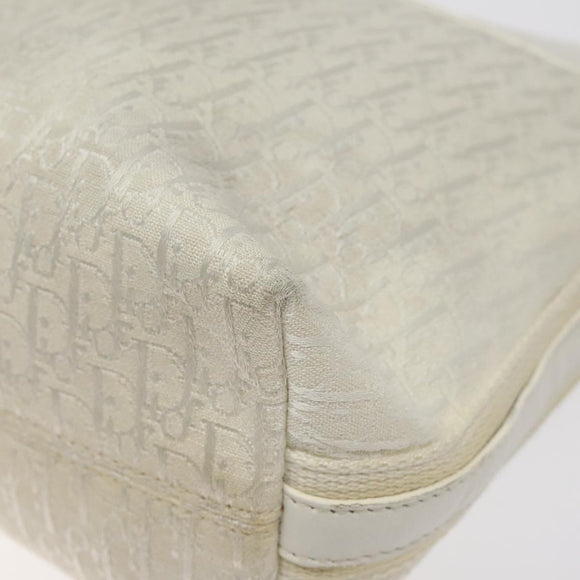 Christian Dior Trotter Canvas Shoulder Bag White Silver Auth 124231