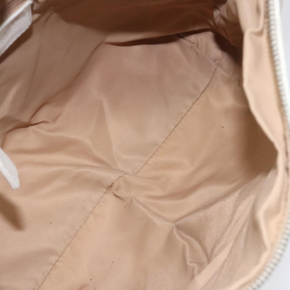 Christian Dior Trotter Canvas Shoulder Bag White Silver Auth 124231